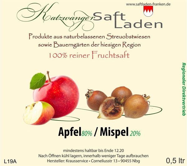 Apfel80% / Mispel 20%   0,50 ltr